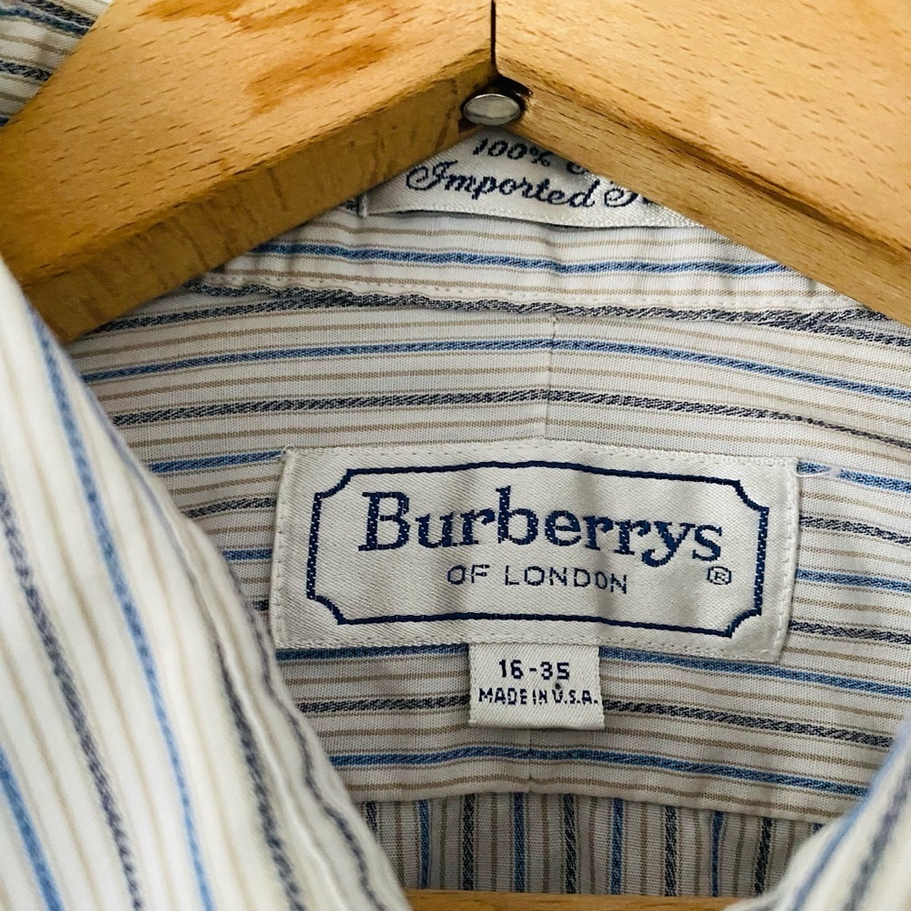 Burberrys Of London Shirt Mens Button Up Shirt 16 - 35 Made in USA Striped - Picture 9 of 13